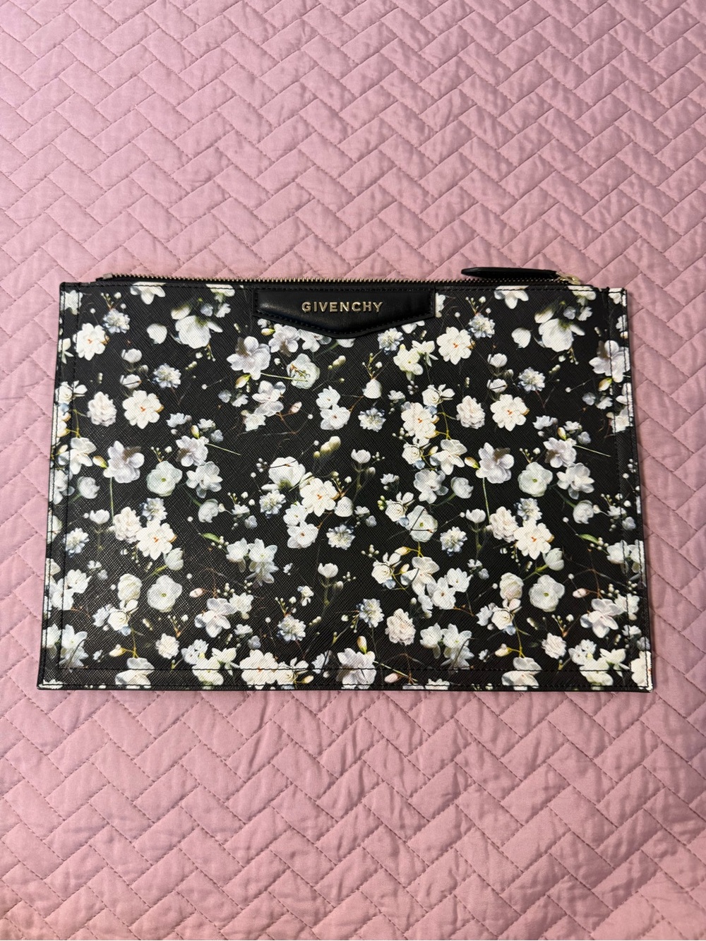 Preowned Givenchy Black Floral Clutch